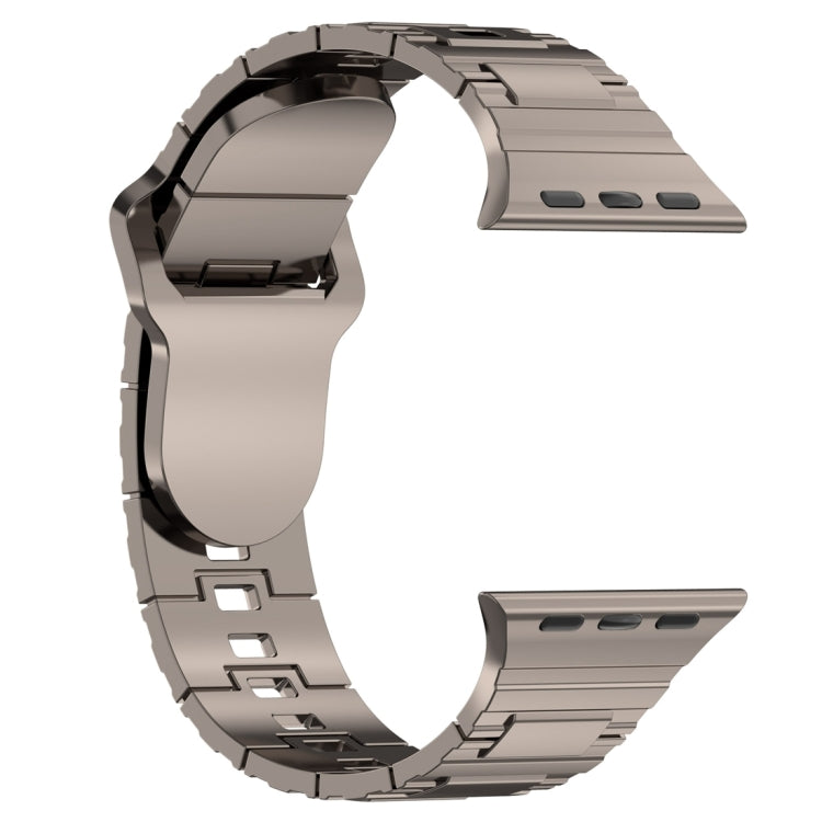 For Apple Watch 9 45mm Square Buckle Armor Style Silicone Watch Band(Plating Titanium Silver) - Watch Bands by PMC TechLife | Online Shopping South Africa | PMC TechLife