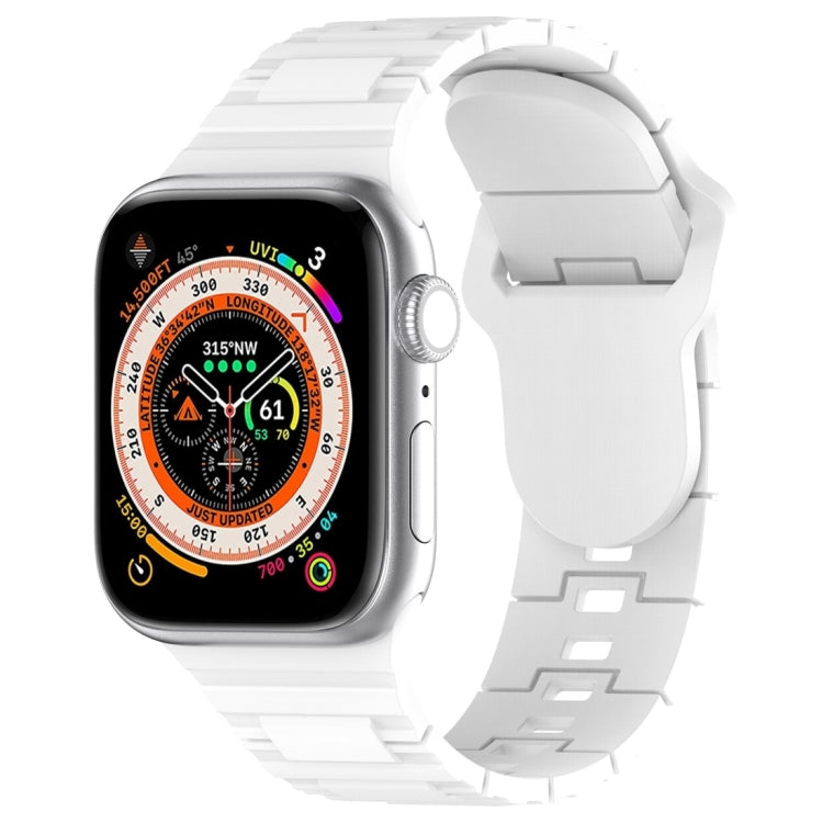 For Apple Watch 9 45mm Square Buckle Armor Style Silicone Watch Band(White) - Watch Bands by PMC TechLife | Online Shopping South Africa | PMC TechLife