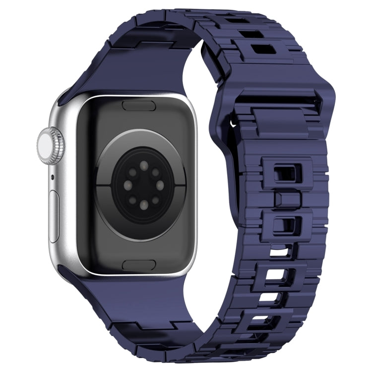 For Apple Watch 9 41mm Square Buckle Armor Style Silicone Watch Band(Plating Blue) - Watch Bands by PMC TechLife | Online Shopping South Africa | PMC TechLife