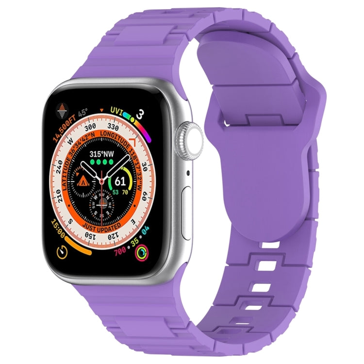 For Apple Watch 9 41mm Square Buckle Armor Style Silicone Watch Band(Purple) - free shipping - PMC TechLife - Order now!