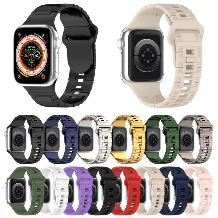 For Apple Watch 9 45mm Square Buckle Armor Style Silicone Watch Band(Plating Green) - Watch Bands by PMC TechLife | Online Shopping South Africa | PMC TechLife