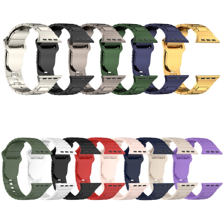 For Apple Watch 9 41mm Square Buckle Armor Style Silicone Watch Band(Ivory White) - Watch Bands by PMC TechLife | Online Shopping South Africa | PMC TechLife