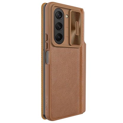 For Samsung Galaxy Z Fold5 NILLKIN QIN Series Pro Sliding Camera Cover Design Leather Phone Case(Brown) - Galaxy Z Fold5 Cases by NILLKIN | Online Shopping South Africa | PMC Jewellery | Buy Now Pay Later Mobicred