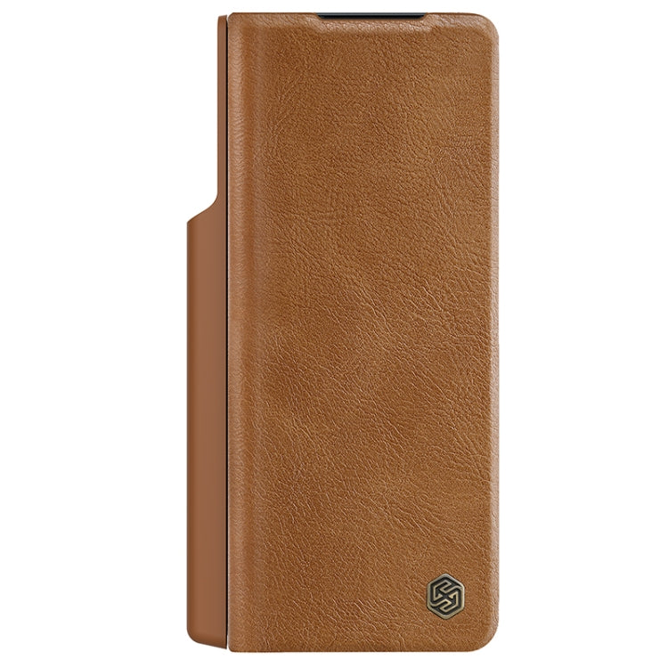 For Samsung Galaxy Z Fold5 NILLKIN QIN Series Pro Sliding Camera Cover Design Leather Phone Case(Brown) - Galaxy Z Fold5 Cases by NILLKIN | Online Shopping South Africa | PMC Jewellery | Buy Now Pay Later Mobicred