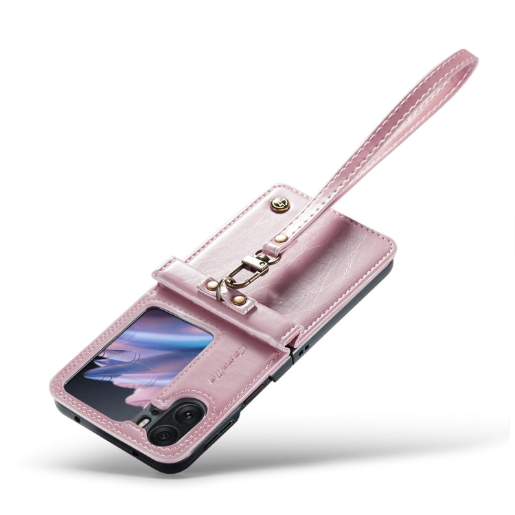 For OPPO Find N2 Flip CaseMe 003 Crazy Horse Texture Leather Phone Case with Ring Holder(Rose Gold) - OPPO Cases by CaseMe | Online Shopping South Africa | PMC Jewellery | Buy Now Pay Later Mobicred