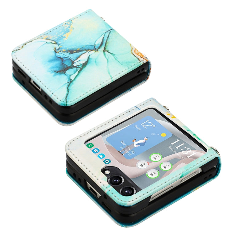 For Samsung Galaxy Z Flip5 PT003 Marble Pattern Flip Leather Phone Case(Green LS003) - free shipping - PMC TechLife - Order now!