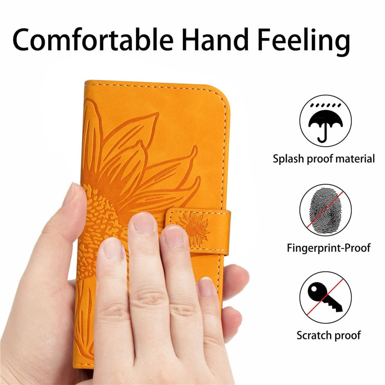 For Google Pixel 8 Pro Skin Feel Sun Flower Embossed Flip Leather Phone Case with Lanyard(Yellow) - free shipping - PMC TechLife - Order now!