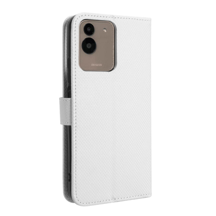 For Aiwa Phone B-2 JA3-SMP0602 Diamond Texture Leather Phone Case(White) - More Brand by PMC Jewellery | Online Shopping South Africa | PMC Jewellery