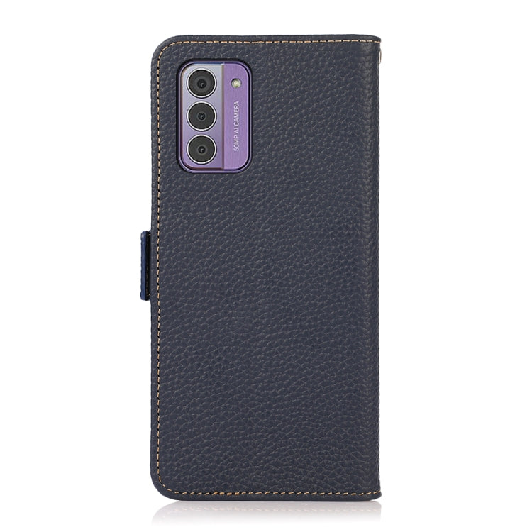 For Nokia G42 KHAZNEH Side-Magnetic Litchi Genuine Leather RFID Phone Case(Blue) - free shipping - PMC TechLife - Order now!