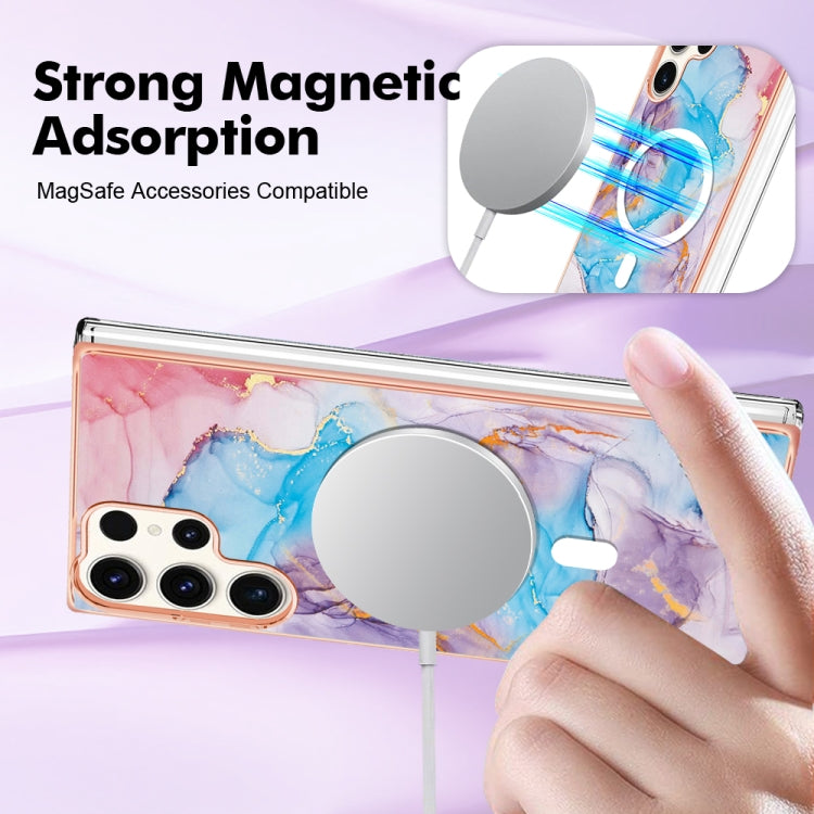 For Samsung Galaxy S23 Ultra 5G Marble Pattern Dual-side IMD Magsafe TPU Phone Case(Blue Marble) - Galaxy S23 Ultra 5G Cases by PMC TechLife | Online Shopping South Africa | PMC TechLife