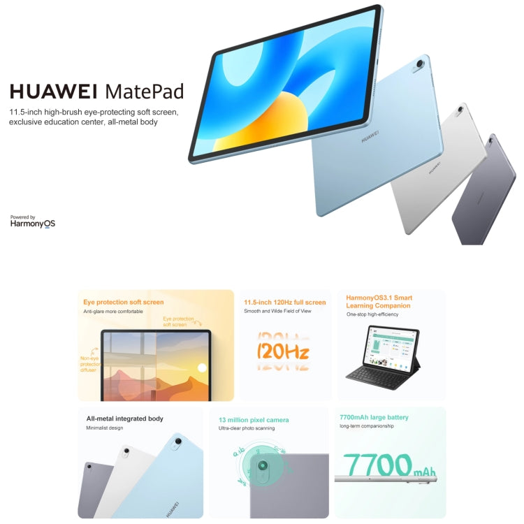 HUAWEI MatePad 11.5 inch 2023 WIFI, 8GB+128GB Diffuse Screen, HarmonyOS 3.1 Qualcomm Snapdragon 7 Gen 1 Octa Core, Not Support Google Play(Blue) - Huawei by Huawei | Online Shopping South Africa | PMC Jewellery | Buy Now Pay Later Mobicred