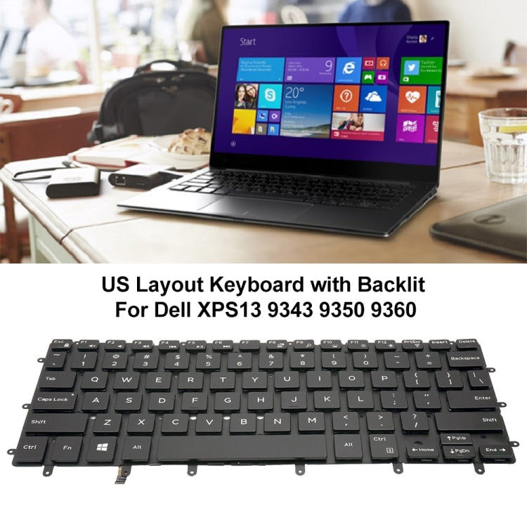 For Dell XPS 13 9343 13 9350 9360 US Version Backlight Laptop Keyboard(Black) - Dell Spare Parts by PMC Jewellery | Online Shopping South Africa | PMC Jewellery