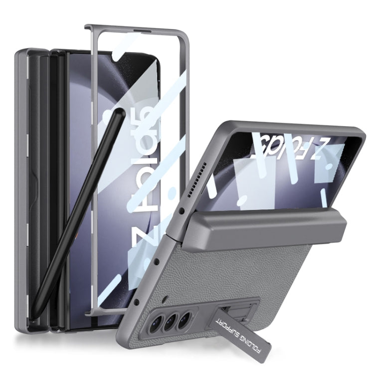 For Samsung Galaxy Z Fold5 GKK Integrated Magnetic Flip Plain Leather Phone Case with Pen Box(Grey) - free shipping - PMC TechLife - Order now!