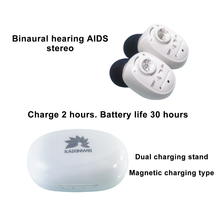 KAIXINWEI VHP-1607B DC3.7V In-ear Bluetooth Hearing Aid Sound Amplifier(White) - Hearing Aids by PMC Jewellery | Online Shopping South Africa | PMC Jewellery