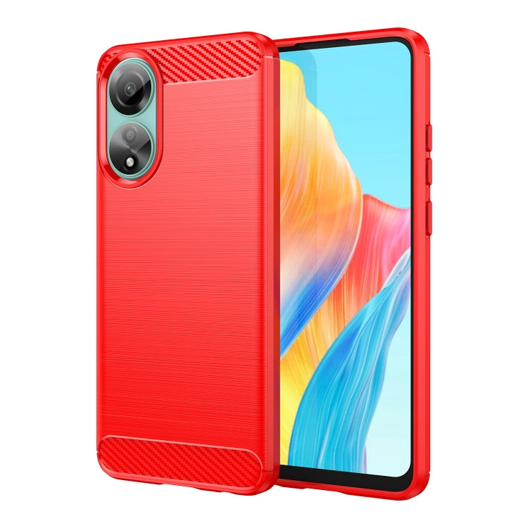 For OPPO A78 4G Brushed Texture Carbon Fiber TPU Phone Case(Red) - OPPO Cases by PMC TechLife | Online Shopping South Africa | PMC TechLife | Buy Now Pay Later Mobicred