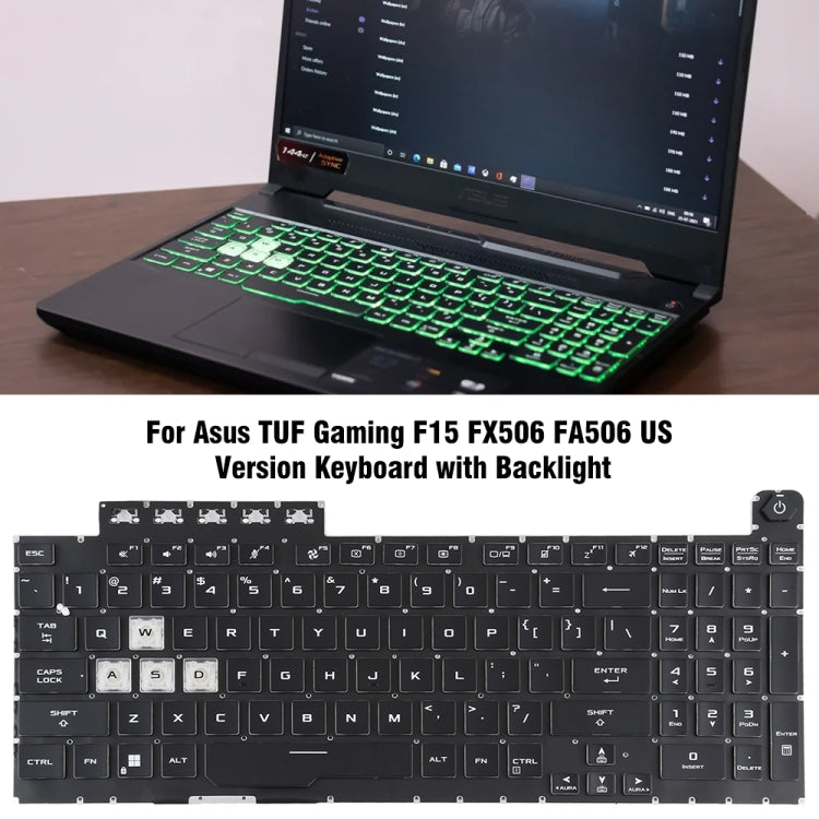 For Asus TUF Gaming F15 FX506 FA506 US Version Backlight Laptop Keyboard(Black) - Asus Spare Parts by PMC Jewellery | Online Shopping South Africa | PMC Jewellery