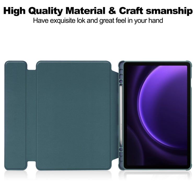For Samsung Galaxy Tab S9 FE / S10 FE 360 Rotation Transparent Smart Leather Case with Keyboard(Dark Green) - Galaxy Tab S9 FE by PMC TechLife | Online Shopping South Africa | PMC TechLife | Buy Now Pay Later Mobicred