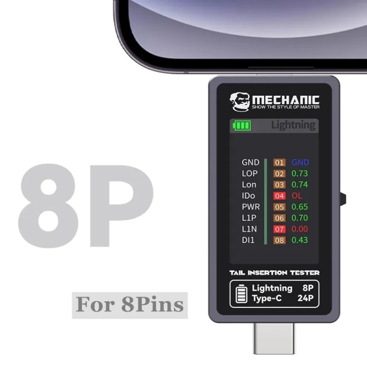 Mechanic T-824 Type-C to Lightning High Precision Digital Display Tail Insertion Tester - free shipping - PMC TechLife - Order now!