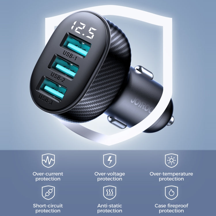 JOYROOM JR-CCD03 3.4A 3 x USB Ports Digital Display Car Charger(Black) - Car Charger by JOYROOM | Online Shopping South Africa | PMC Jewellery