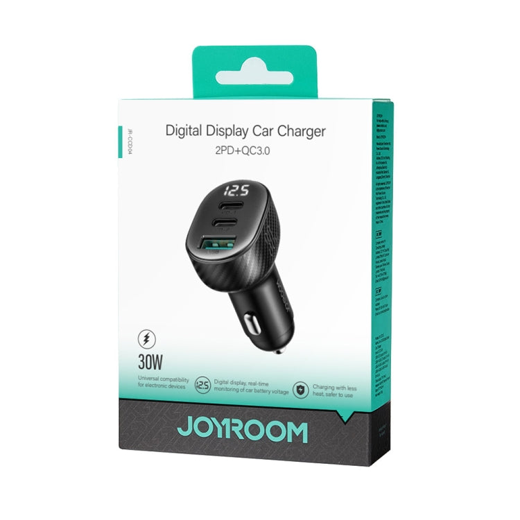 JOYROOM JR-CCD04 30W Dual PD + QC3.0 Ports Digital Display Car Charger(Black) - Car Charger by JOYROOM | Online Shopping South Africa | PMC Jewellery | Buy Now Pay Later Mobicred