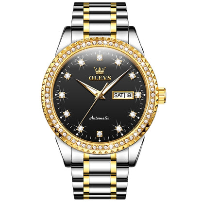 OLEVS 7003 Men Multifunctional Waterproof Mechanical Watch(Gold + Black) - Metal Strap Watches by OLEVS | Online Shopping South Africa | PMC Jewellery | Buy Now Pay Later Mobicred