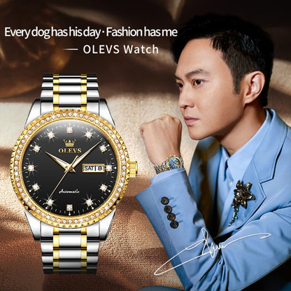 OLEVS 7003 Men Multifunctional Waterproof Mechanical Watch(Gold + Black) - Metal Strap Watches by OLEVS | Online Shopping South Africa | PMC Jewellery | Buy Now Pay Later Mobicred