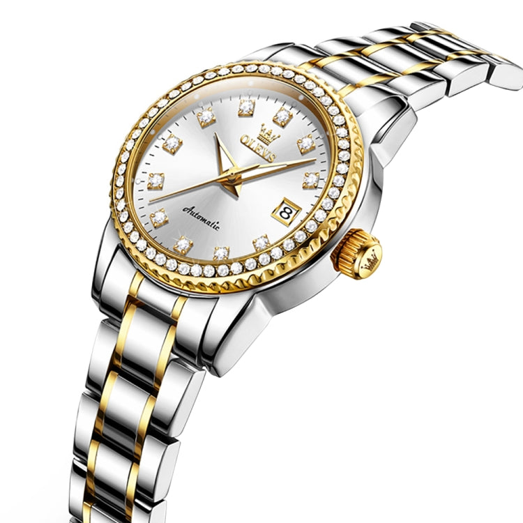 OLEVS 7003 Women Multifunctional Waterproof Mechanical Watch(Gold + White) - Metal Strap Watches by OLEVS | Online Shopping South Africa | PMC Jewellery | Buy Now Pay Later Mobicred