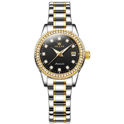 OLEVS 7003 Women Multifunctional Waterproof Mechanical Watch(Gold + Black) - Metal Strap Watches by OLEVS | Online Shopping South Africa | PMC Jewellery | Buy Now Pay Later Mobicred