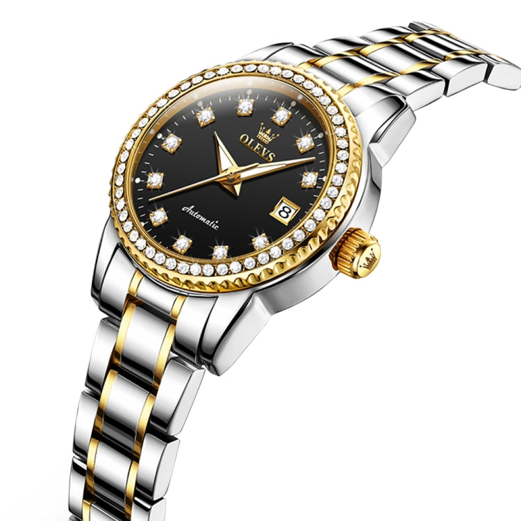 OLEVS 7003 Women Multifunctional Waterproof Mechanical Watch(Gold + Black) - Metal Strap Watches by OLEVS | Online Shopping South Africa | PMC Jewellery | Buy Now Pay Later Mobicred