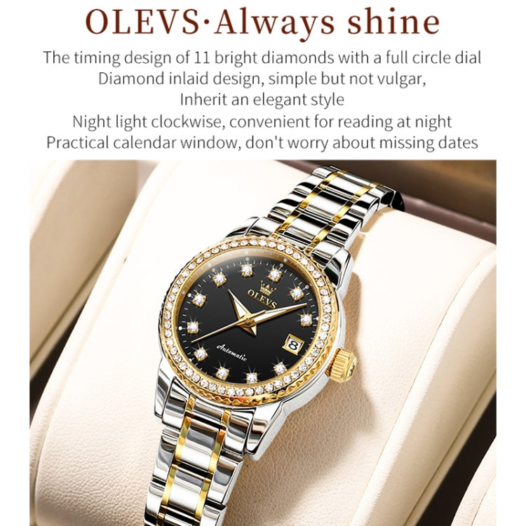 OLEVS 7003 Women Multifunctional Waterproof Mechanical Watch(Gold + Black) - Metal Strap Watches by OLEVS | Online Shopping South Africa | PMC Jewellery | Buy Now Pay Later Mobicred