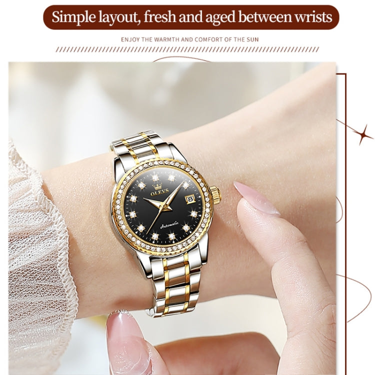 OLEVS 7003 Women Multifunctional Waterproof Mechanical Watch(Gold + Black) - Metal Strap Watches by OLEVS | Online Shopping South Africa | PMC Jewellery | Buy Now Pay Later Mobicred