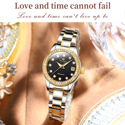 OLEVS 7003 Women Multifunctional Waterproof Mechanical Watch(Gold + Black) - Metal Strap Watches by OLEVS | Online Shopping South Africa | PMC Jewellery | Buy Now Pay Later Mobicred