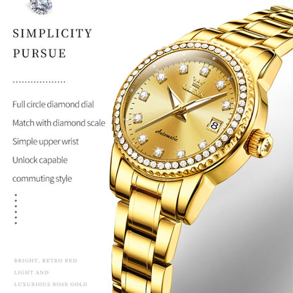 OLEVS 7003 Women Multifunctional Waterproof Mechanical Watch(Gold) - Metal Strap Watches by OLEVS | Online Shopping South Africa | PMC Jewellery | Buy Now Pay Later Mobicred