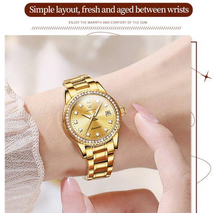 OLEVS 7003 Women Multifunctional Waterproof Mechanical Watch(Gold) - Metal Strap Watches by OLEVS | Online Shopping South Africa | PMC Jewellery | Buy Now Pay Later Mobicred