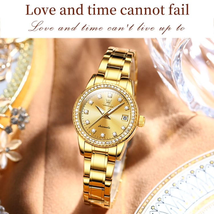 OLEVS 7003 Women Multifunctional Waterproof Mechanical Watch(Gold) - Metal Strap Watches by OLEVS | Online Shopping South Africa | PMC Jewellery | Buy Now Pay Later Mobicred