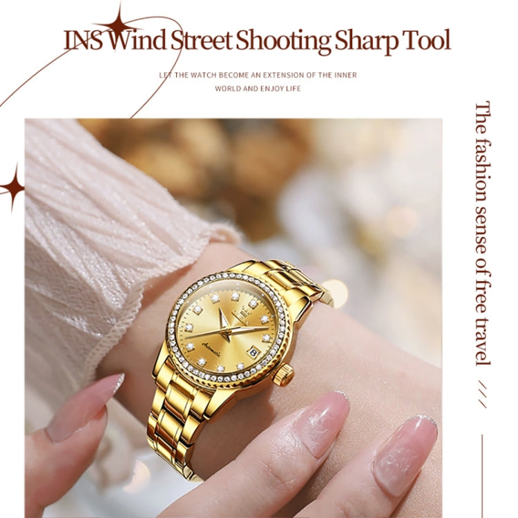 OLEVS 7003 Women Multifunctional Waterproof Mechanical Watch(Gold) - Metal Strap Watches by OLEVS | Online Shopping South Africa | PMC Jewellery | Buy Now Pay Later Mobicred