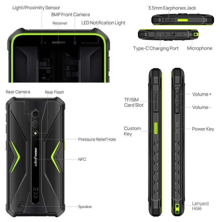 [HK Warehouse] Ulefone Armor X12 Pro, 4GB+64GB, IP68/IP69K Rugged Phone, 5.45 inch Android 13 MediaTek Helio G36 Octa Core, Network: 4G, NFC(Less Green) - Ulefone by Ulefone | Online Shopping South Africa | PMC Jewellery