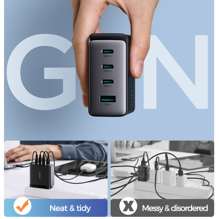 JOYROOM JR-TCG04 100W USB+3 x Type-C GaN Multi-port Charger Set, Specification:US Plug(Black) - USB Charger by JOYROOM | Online Shopping South Africa | PMC Jewellery | Buy Now Pay Later Mobicred