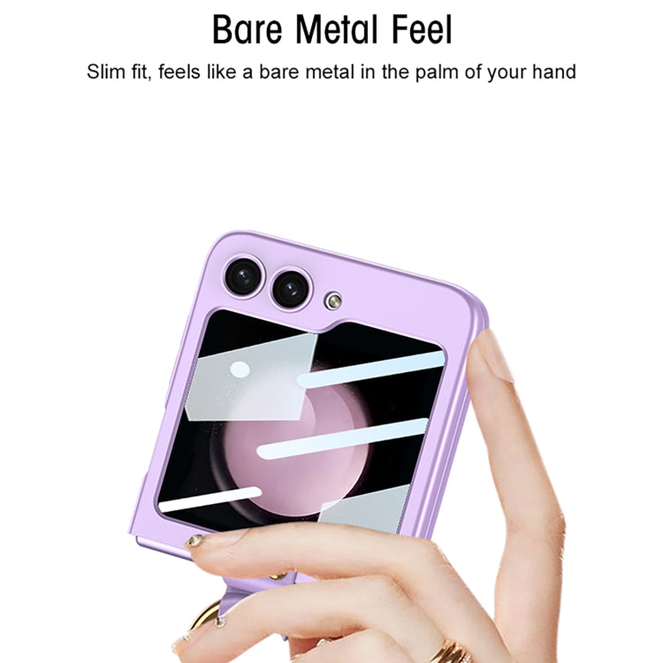 For Samsung Galaxy Z Flip5 GKK Ultra-thin PC Full Coverage Ring Holder Phone Case with Strap(Purple) - free shipping - PMC TechLife - Order now!