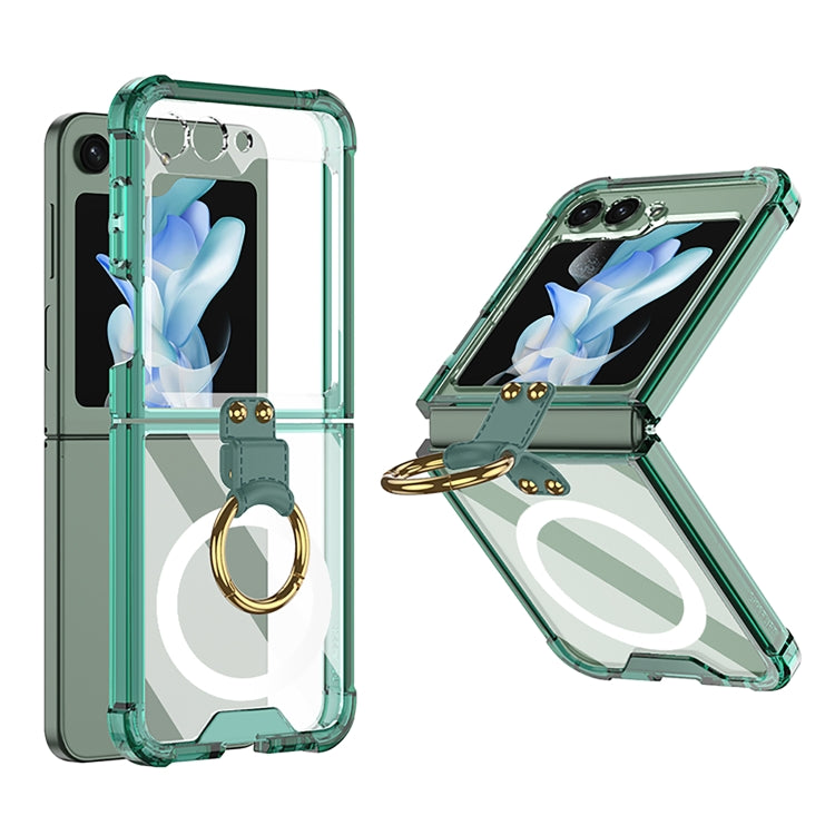 For Samsung Galaxy Z Flip5 GKK MagSafe Airbag Hinge Shockproof Phone Case with Ring Holder(Green) - Galaxy Z Flip5 Cases by GKK | Online Shopping South Africa | PMC Jewellery