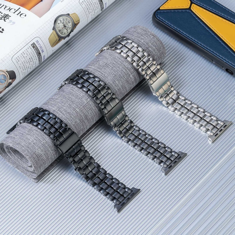 For Apple Watch Series 9 41mm Five Beads Titanium Steel Watch Band(Black) - Watch Bands by PMC TechLife | Online Shopping South Africa | PMC TechLife