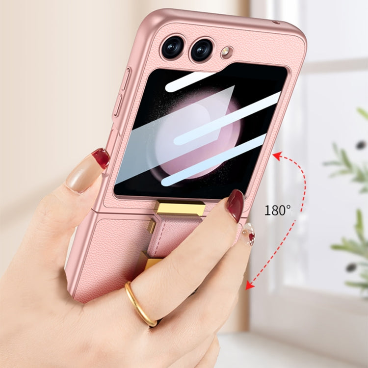 For Samsung Galaxy Z Flip5 GKK Ultra-thin Z Ring Holder Leather Phone Case(Pink) - Galaxy Z Flip5 Cases by GKK | Online Shopping South Africa | PMC Jewellery | Buy Now Pay Later Mobicred