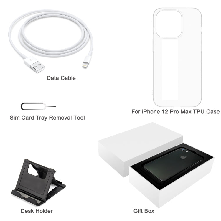 For iPhone 13 Pro Max TPU Case + Desk Holder + Data Cable + Sim Card Tray Removal Tool + Gift Box - free shipping - PMC TechLife - Order now!