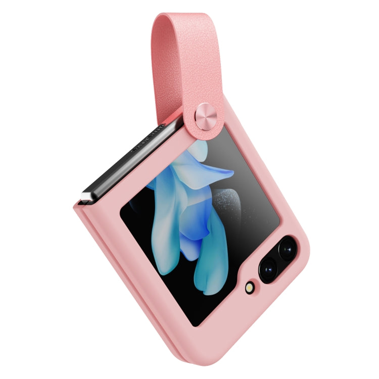 For Samsung Galaxy Z Flip5 NILLKIN Skin Feel Liquid Silicone Phone Case With Finger Strap(Pink) - Galaxy Z Flip5 Cases by NILLKIN | Online Shopping South Africa | PMC Jewellery | Buy Now Pay Later Mobicred