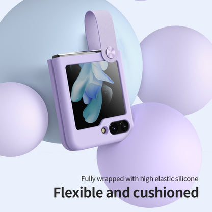 For Samsung Galaxy Z Flip5 NILLKIN Skin Feel Liquid Silicone Phone Case With Finger Strap(Purple) - Galaxy Z Flip5 Cases by NILLKIN | Online Shopping South Africa | PMC Jewellery