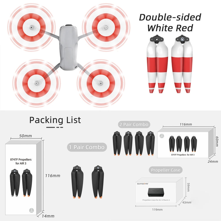 For DJI Air 3 Sunnylife 8747F Low Noise Quick-release Propellers, Style:2 Pairs Orange Tip - DIY Propeller by Sunnylife | Online Shopping South Africa | PMC TechLife
