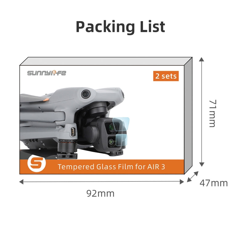 For DJI Air 3 Sunnylife Lens Protector Tempered Glass Combo Protective Films, Quantity:1 Set - free shipping - PMC TechLife - Order now!
