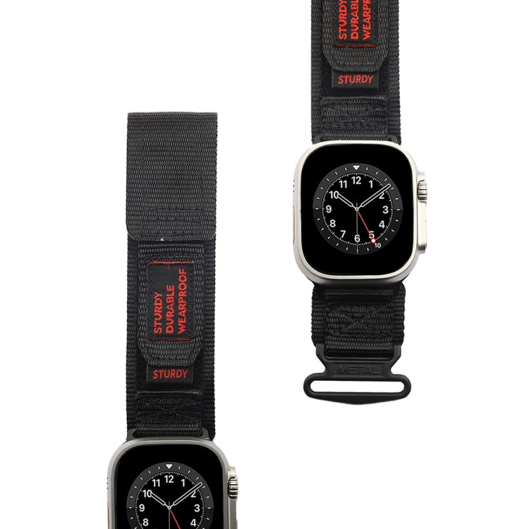 For Apple Watch Series 9 45mm AW Nylon Two-Section Watch Band(Black) - Watch Bands by PMC TechLife | Online Shopping South Africa | PMC TechLife