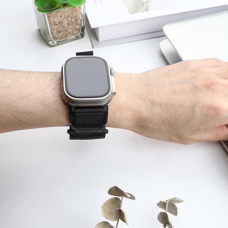 For Apple Watch Series 9 45mm AW Nylon Two-Section Watch Band(Black) - Watch Bands by PMC TechLife | Online Shopping South Africa | PMC TechLife