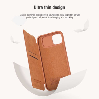 For iPhone 15 Plus NILLKIN QIN Series Pro Sliding Camera Cover Design Leather Phone Case(Brown) - iPhone 15 Plus Cases by NILLKIN | Online Shopping South Africa | PMC Jewellery